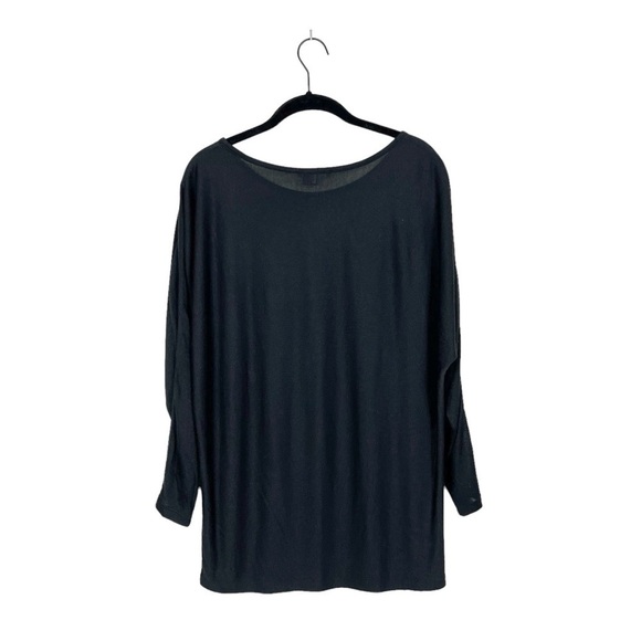 Vince Black Dolman Long Sleeve Rayon Top Minimalist Mesh Detail Boat Neck Size S - Picture 4 of 9